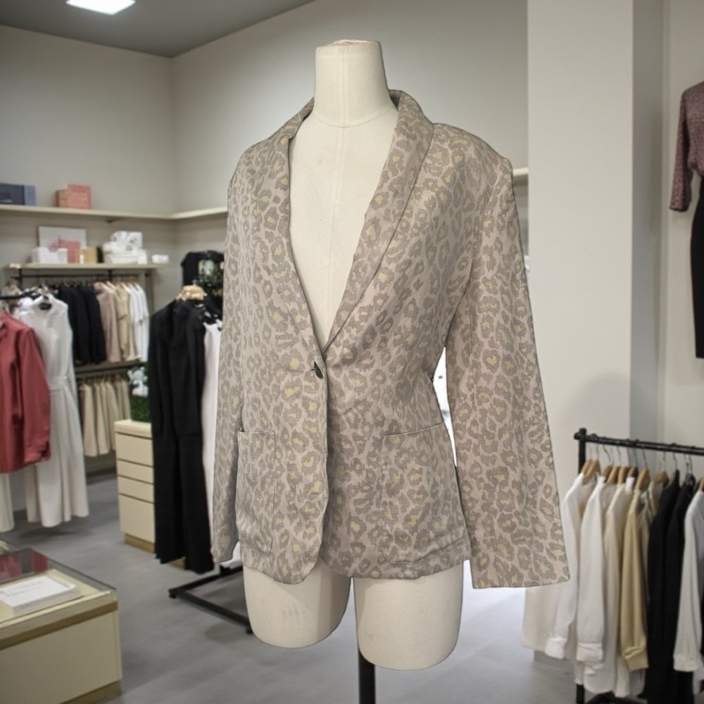 Raquel Allegra Leopard Print Linen / Silk Blazer - Size 0 / XS